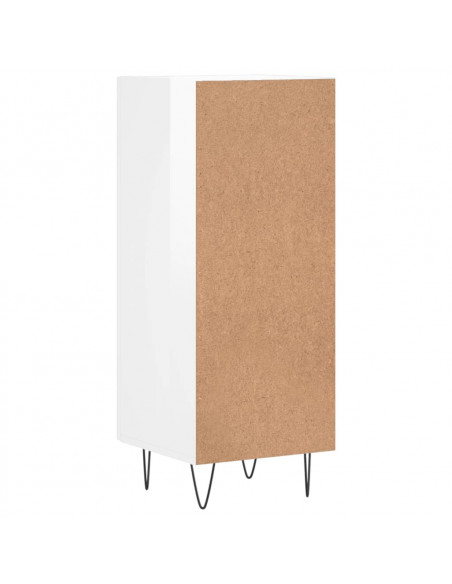 Credenza Bianco Lucido 34,5x34x90 cm in Legno Multistrato