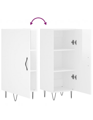 Credenza Bianco Lucido 34,5x34x90 cm in Legno Multistrato