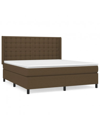 Giroletto a Molle con Materasso Marrone Scuro 160x200cm Tessuto