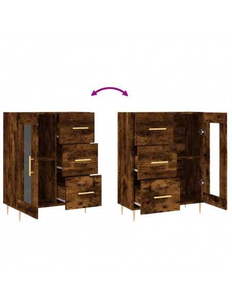 Credenza Rovere Fumo 69,5x34x90 cm in Legno Multistrato