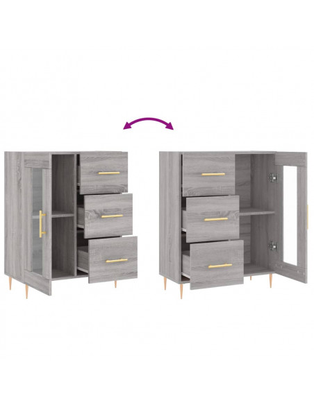 Credenza Grigio Sonoma 69,5x34x90 cm in Legno Multistrato