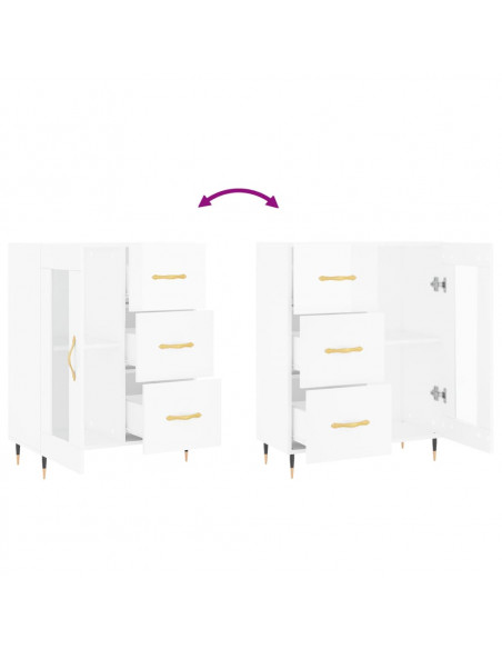 Credenza 69,5x34x90 cm in Legno Multistrato Bianco Lucido