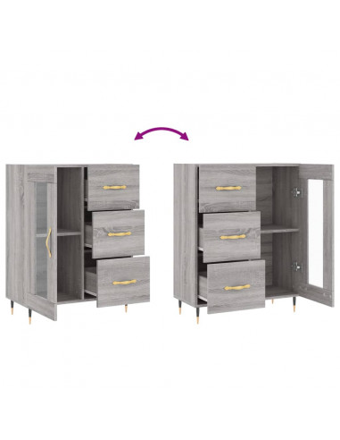 Credenza Grigio Sonoma 69,5x34x90 cm in Legno Multistrato