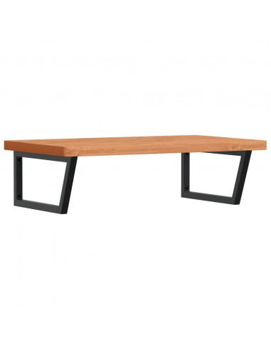 Ripiano a Parete per Lavabo in Acciaio e Massello di Faggio