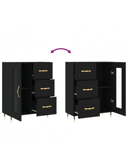 Credenza Nera 69,5x34x90 cm in Legno Multistrato