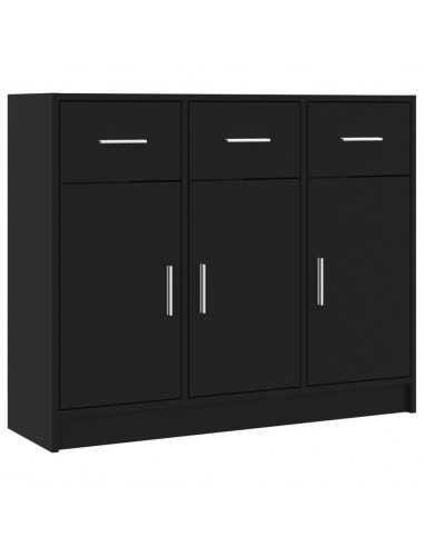 Credenza Nera 91x28x75 cm in Legno Multistrato