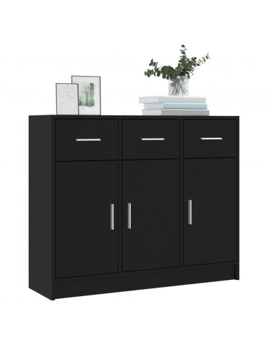Credenza Nera 91x28x75 cm in Legno Multistrato
