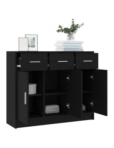 Credenza Nera 91x28x75 cm in Legno Multistrato