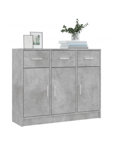 Credenza Grigio Cemento 91x28x75 cm in Legno Multistrato