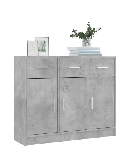 Credenza Grigio Cemento 91x28x75 cm in Legno Multistrato