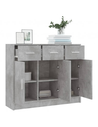 Credenza Grigio Cemento 91x28x75 cm in Legno Multistrato
