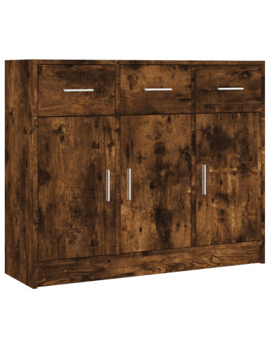 Credenza Rovere Fumo 91x28x75 cm in Legno Multistrato