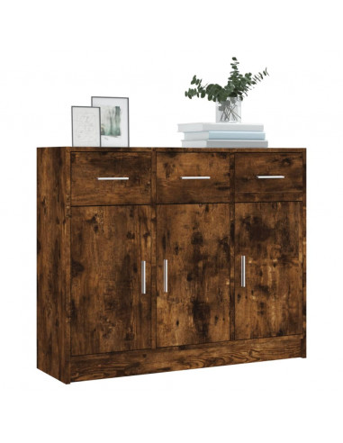 Credenza Rovere Fumo 91x28x75 cm in Legno Multistrato