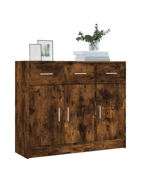 Credenza Rovere Fumo 91x28x75 cm in Legno Multistrato