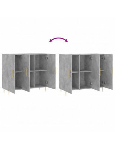 Credenza Grigio Cemento 90x34x80 cm in Legno Multistrato