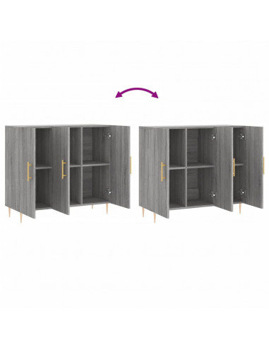 Credenza Grigio Sonoma 90x34x80 cm in Legno Multistrato