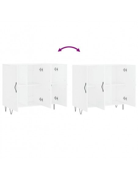 Credenza Bianca 90x34x80 cm in Legno Multistrato