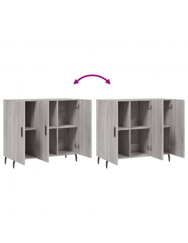 Credenza Grigio Sonoma 90x34x80 cm in Legno Multistrato
