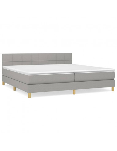 Giroletto a Molle con Materasso Grigio Chiaro 200x200cm Tessuto