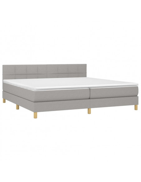 Giroletto a Molle con Materasso Grigio Chiaro 200x200cm Tessuto