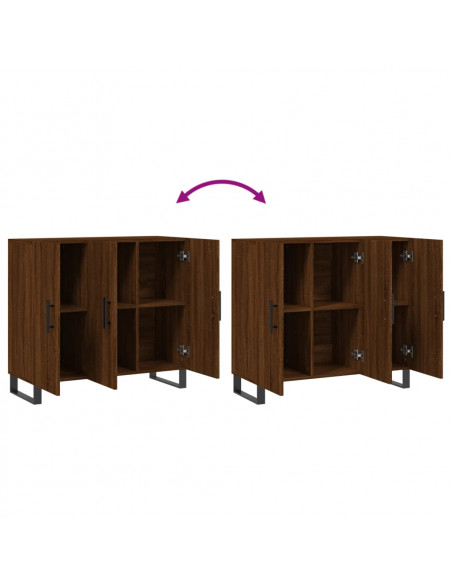 Credenza Rovere Marrone 90x34x80 cm in Legno Multistrato