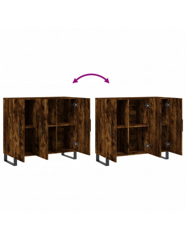 Credenza Rovere Fumo 90x34x80 cm in Legno Multistrato