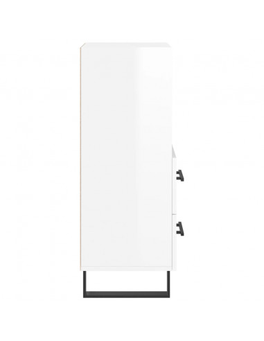 Credenza Bianco Lucido 34,5x34x90 cm in Legno Multistrato