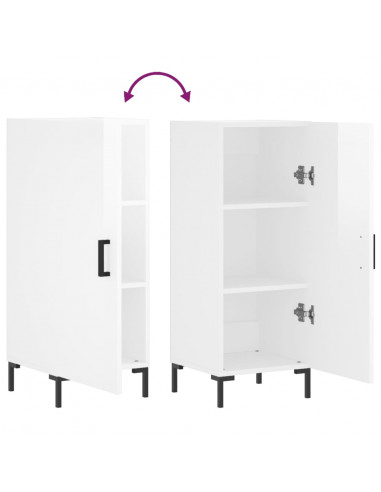 Credenza Bianco Lucido 34,5x34x90 cm in Legno Multistrato