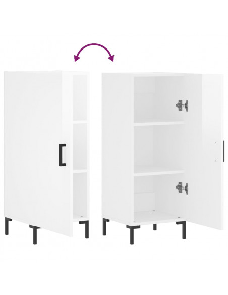 Credenza Bianco Lucido 34,5x34x90 cm in Legno Multistrato