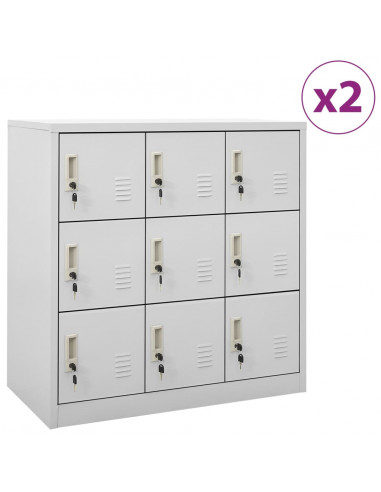 Armadietti con Chiave 2 pz Grigio Chiaro 90x45x92,5 cm Acciaio