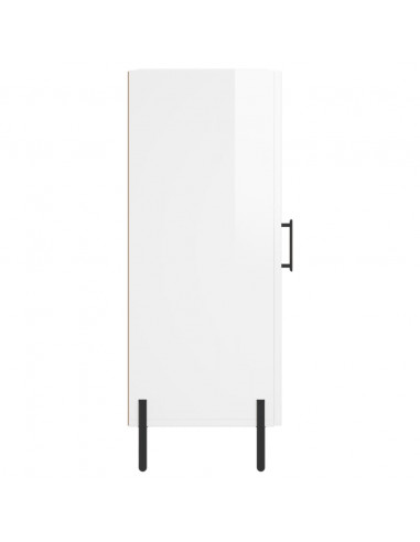 Credenza Bianco Lucido 34,5x34x90 cm in Legno Multistrato