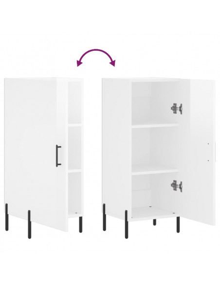 Credenza Bianco Lucido 34,5x34x90 cm in Legno Multistrato