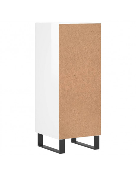 Credenza Bianco Lucido 34,5x34x90 cm in Legno Multistrato