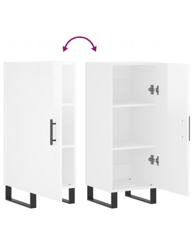 Credenza Bianco Lucido 34,5x34x90 cm in Legno Multistrato