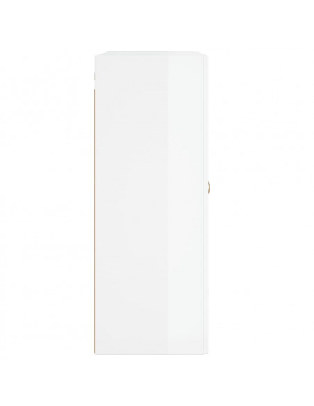 Mobile a Parete Bianco Lucido 69,5x34x90 cm Legno Multistrato