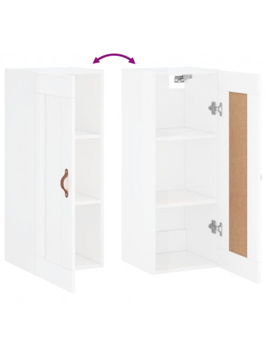 Mobile Parete Bianco Lucido 34,5x34x90 cm in Legno Multistrato