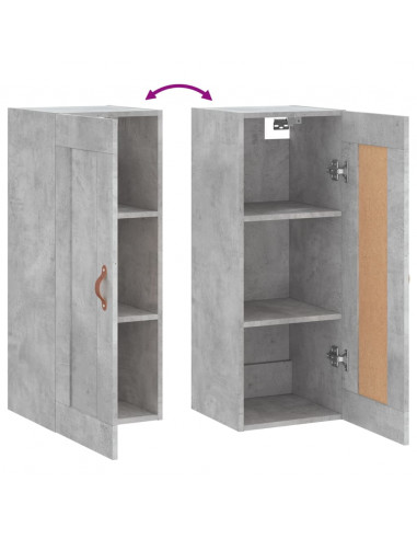 Mobile a Parete Grigio Cemento 34,5x34x90 cm Legno Multistrato