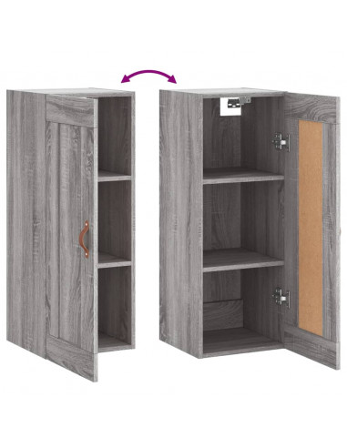 Mobile a Parete Grigio Sonoma 34,5x34x90 cm Legno Multistrato