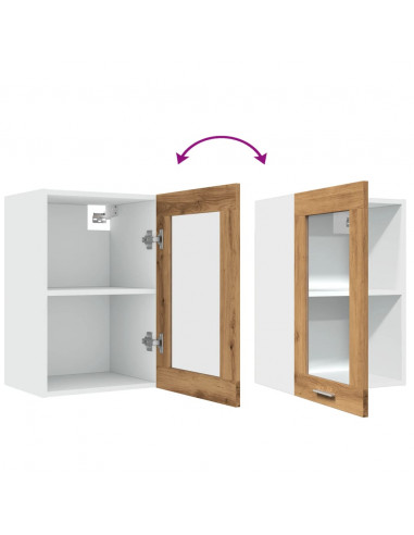 Pensile Vetro Rovere Artigianale 40x31x60 cm Legno Multistrato