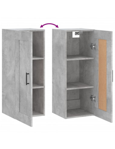 Mobile a Parete Grigio Cemento 34,5x34x90 cm Legno Multistrato