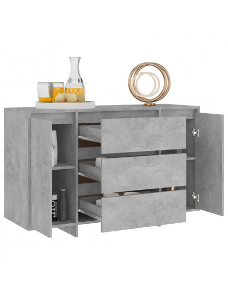 Credenza con 3 Cassetti Grigio Cemento 120x41x75 cm Truciolato