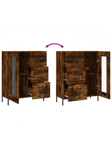 Credenza Rovere Fumo 69,5x34x90 cm in Legno Multistrato