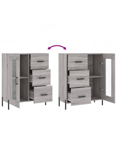 Credenza Grigio Sonoma 69,5x34x90 cm in Legno Multistrato