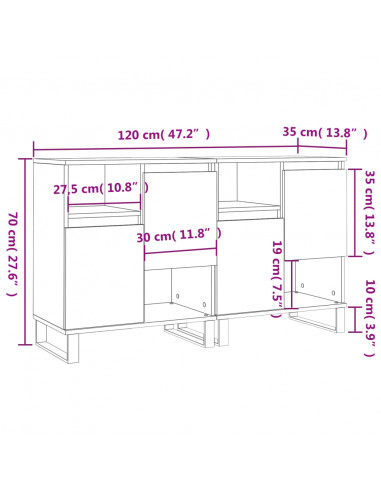 Credenze 2 pz Rovere Marrone in Legno Multistrato