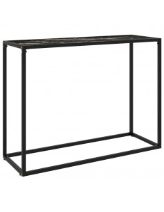 Tavolo Consolle Nero 100x35x75 cm in Vetro Temperato 2