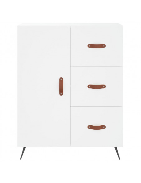 Credenza Bianca 69,5x34x180 cm in Legno Multistrato
