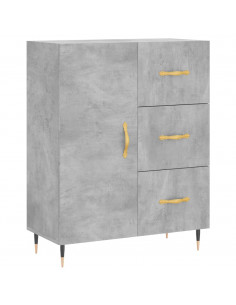 Credenza Grigio Cemento 69,5x34x180 cm in Legno Multistrato 2