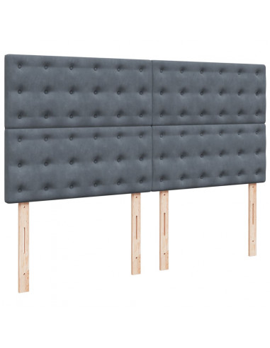 Giroletto a Molle con Materasso Grigio Scuro 180x200 cm Velluto