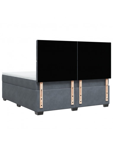 Giroletto a Molle con Materasso Grigio Scuro 180x200 cm Velluto