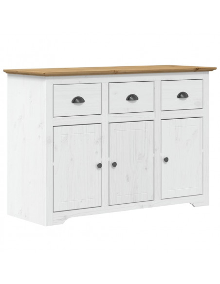 Credenza BODO 115x43x79,5 cm Legno Massello Pino Bianco Marrone